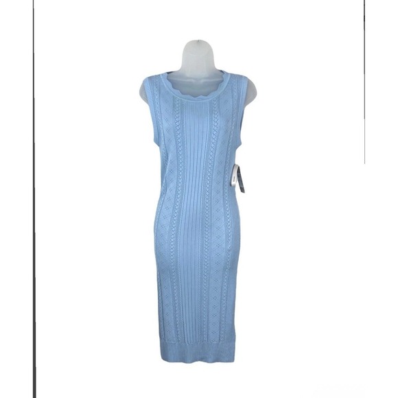 Guess Bodycon Sweater Dress Women's Medium Adaline Sleeveless Fitted Knit Blue - Picture 3 of 10